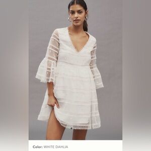 BHLDN by Anthropologie - Elegant White Lace Dress Flowy Mini